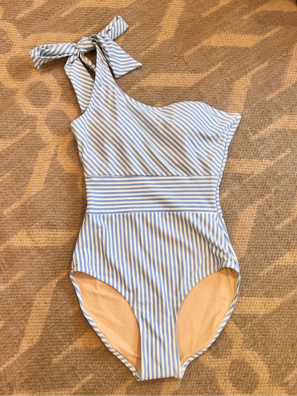 NWT Shade Critters One Piece One Shoulder Blue PinStripe Swimsuit Sz 6